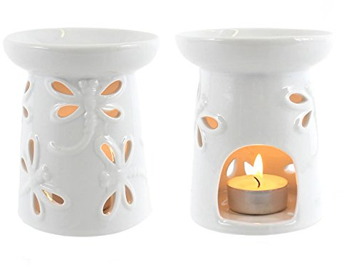 Jones Home and Gift Dragonfly Oil Burner - white glazed,