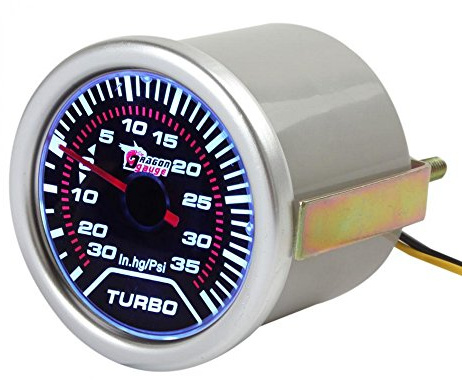 E Support 2 52mm Jauge de Pression de Charge Universelle pour Voiture Fumé Teinte Len Turbo Boost Gauge PSI LED Lumière Indicateur Instrument