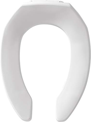 CHURCH 295CT Commercial Open Front Plastic Toilet Seat, Heavy Duty Industrial Seat without Lid, Secure Installation for Long Lasting Use, Made in USA, Elongated, White