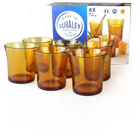 Duralex Vermeil DX2000 gobelets 212,6 gram/210 ml – Lot de 6 | 21 cl Lunettes, verres renforcé, trempé Verres, gobelets Highball, Cocktail Highball Lunettes