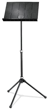 K&M Konig & Meyer 12120.000.55 Orchestra Music Stand | Collapsible Desk Holder For Music Sheets Or Book | Sturdy Tripod Base | 2pc Folding Design | Bag Included | Portable | German Made | Black