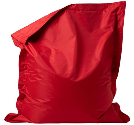 Bean Bag Bazaar Sitzsack Kinder, Rot, Gaming Sitzsack mit Füllung, Wasserabweisender Stoff, 120cm x 100cm, Kinder Sessel für Draußen und Drinnen, Kinderzimmer, Schlafzimmer, Spielzimmer, Garten