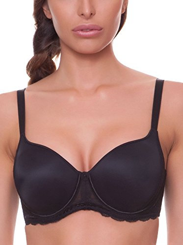Selene, Reggiseno Donna con Ferretto e Coppe Imbottite, Dettagli in Pizzo Trasparente, Collezione Desire, Colore Nero, Taglia 5D