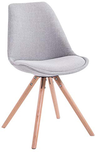 Silla de Visita Toulouse Rund en Tela I Silla Comedor con Respaldo I Silla de Espera con Base de Madera I Butaca de Salón Nórdica I Color: | Color Gris Color del Marco Natura