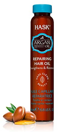 HASK Argan Oil Shine Oil Vial Repairing for All Hair Types, colour safe, gluten free, sulfate free, paraben free - 1 18mL Vial