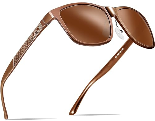 ATTCL Uomo Occhiali da sole polarizzati per guidare gli uomini Super light Al-Mg Metal Frame 8177 Brown