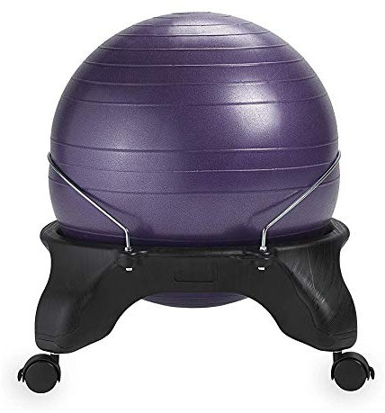 Gaiam Classic Backless Balance Ball Chair – Exercise Stability Yoga Ball Premium Ergonomic Chair for Home and Office Desk with Air Pump, Exercise Guide and Satisfaction Guarantee, Purple