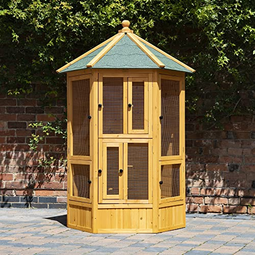 FeelGoodUk Bird Aviary Hexagonal Wooden Bird Flight