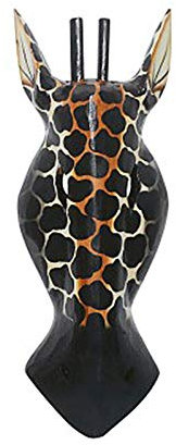 Wanddekoration Tier Maske Giraffe Kopf 30 cm, Albesia Holz, Holzmaske Kunsthandwerk im afrikanischen Stil aus Bali Lombok handgefertigt