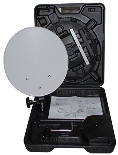 Megasat - Coffret SATELLITE/NUMÉRIQUE camping & balcon, avec pied ventouse, divers supports, compas + tête Opticum Universal-Single LNB & connexions, protection anti-intempéries