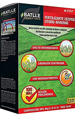 Semillas Batlle Abonos - Fertilizante Césped Profesional Otoño-Invierno Caja 1,5 Kg. - Batlle