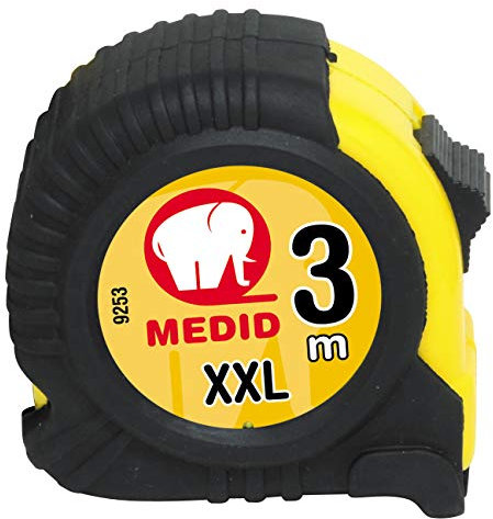Medid MD/9253 Flexómetro con funda de goma, 3 m x 25 mm