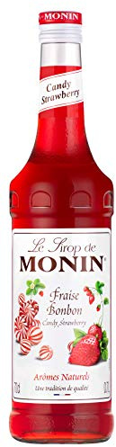 MONIN Premium Strawberry Candy Syrup 700ml for Cocktails and Mocktails. Vegan-Friendly, Allergen-Free, 100 Percent Natural Flavours and Colourings