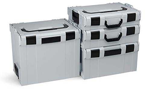 Sortimo L-BOXX 4er Set mit Roller - Werkzeugkasten System - Blau - ABS-Kunststoff - Wasserfest - 4 Fächer - L-BOXX 102, 136, 238, 374