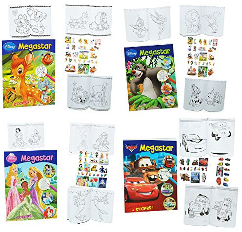 alles-meine.de GmbH 3 Stück: Dickes Malbuch A4 / Malheft mit 25 Sticker - Cars - Princess - Tiere - Bambi - König der Löwen - Mickey Mouse u.v.m. - 128 Seiten - für Mädchen - gro..