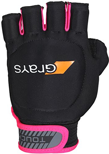 GRAYS - Guanti da sinistra unisex, colore: nero/rosa fluo, taglia L