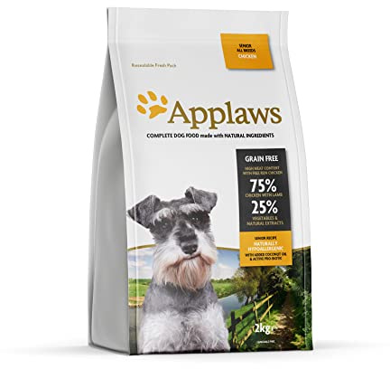 Applaws High Protein Senior Complete and Grain Free Dry Dog Food 2kg for All Senior Breeds, Chicken (Pack of 1)