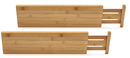 Lipper International 8897 Bamboo Wood Custom Fit Adjustable Deep Kitchen Drawer Dividers, Set of 2