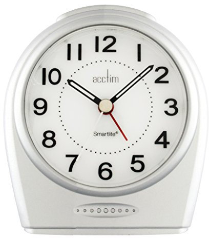 Acctim 14937 Astoria Smartlite Non-Ticking Alarm Clock - Silver