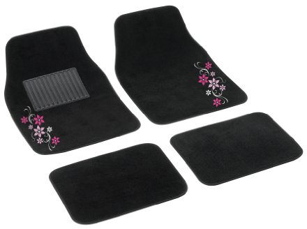 Bottari 29112 Set Completo Tappeti in Moquette per Auto, Nero/Rosa, Set di 4