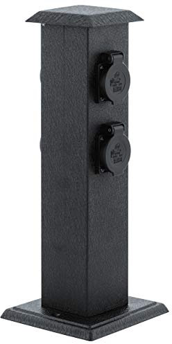 EGLO Outdoor Zubehör Steckdosensäule, Gartensteckdose, 4 Steckdosen, Material: Stahl und Kunststoff, Farbe: Schwarz, IP44