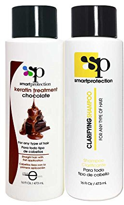 Infinito Colors Chocolate Medium Strength Keratin Treatment with Clarifying Shampoo 16oz by Smart Protection