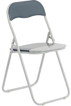 Harbour Housewares Padded Folding Chair - Grey - Pack of 1 - Easy Store Metal Frame Foldable Desk Chair for Office, Dining, Kitchen