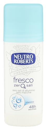Neutro Roberts, Deodorante Stick Fresco Senza Sali di Alluminio, Zero Macchie, Protezione Naturale con Note Floreali, Deodorante Uomo e Donna, Dermatologicamente Testato - Flacone da 40 ml