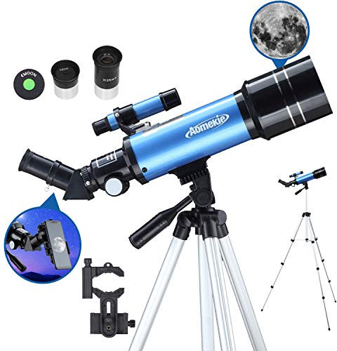 Aomekie Teleskop Astronomie 70/400 Fernrohr Teleskop für Kinder Einsteiger Amateur-Astronomen mit Aluminium Stativ Smartphone Adapter und Mondfilter (40070)