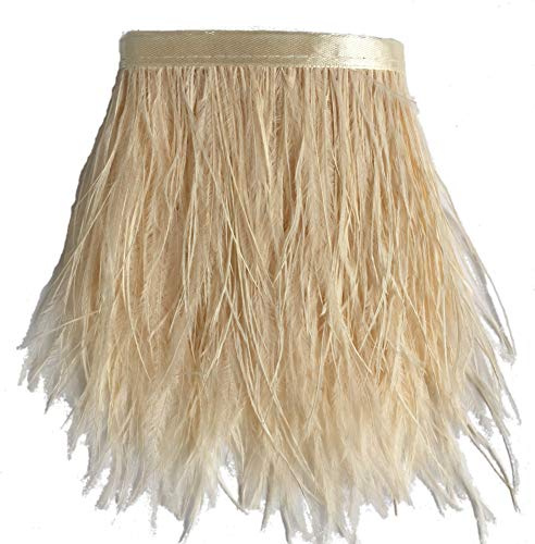 Sowder - Strutsfjäderkant med satinband för klänningar, sömnad, hantverk, kostymer, dekoration, paket om 2 yards (elfenben)