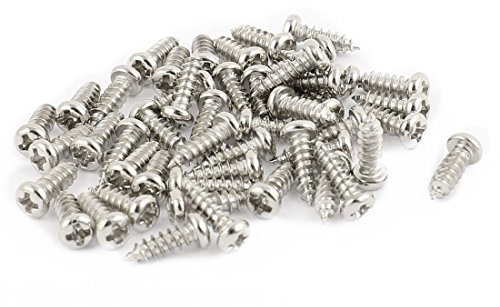 sourcing map Tornillos Autoperforantes de Cabeza 50piezas M2.5 x 8mm Acero Inoxidable STL Phillips Pan Redondo