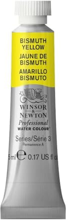 Winsor & Newton 0102025 Professional Aquarellfarbe, lebendige Wasserfarben in Künstlerqualität, hohe Farbbrillanz & Leuchtkraft, lichtecht, Archivqualität, 5ml Tube - Wismutgelb
