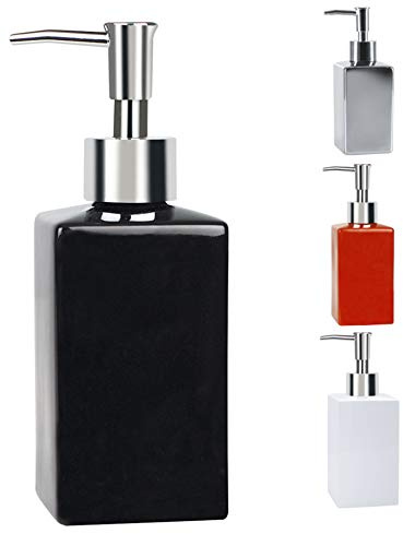 Spirella Seifenspender Quadro Porzellan Flüssigseifen-Spender 300ml Schwarz, Unique