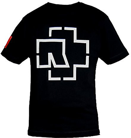 Rammstein Herren T-Shirt Logo Offizielles Band Merchandise Fan Shirt schwarz mit mehrfarbigem Front und Seiten Print (XL, Schwarz)