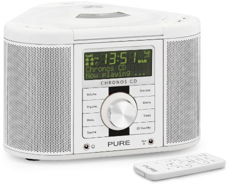 Pure Chronos CD II Radio Alarm Clock (DAB/DAB+/Stereo-Tuner FM, CD Player) - White