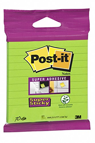 Post-it Super Sticky Large Notes, Lined, 70 Sheets, 1 Pad, 101 mm x 101 mm - Holds Strong to Many Surfaces - for Walls, Monitors and Fridge, Recycable