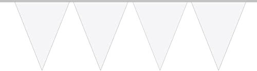 Folat 8714572226219 Wimpelkette, Wimpelgirlande, 10 Meter, mit 15 weißen Wimpeln, Partydekoration