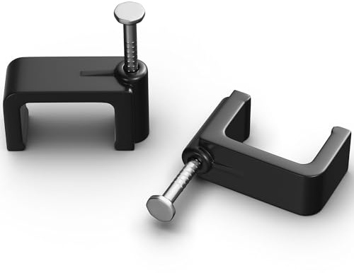 THE CIMPLE CO Dual Cable Clips, 100 PCS, Indoor/Outdoor Cord Management, 1/2 Inch Wire Staples for Coax, Ethernet, Electrical Wire, Nail Clips for Wires on Wall, 12 mm, Black