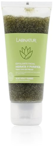 Labnatur Exfoliante Facial Aloe Vera y Bambú - Con Gránulos de Coco - Hidrata, Purifica y Refresca la Piel - Elimina Puntos Negros e Impurezas - Natural y Vegano - Fabricado en España - 100 ml
