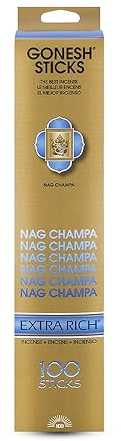 Gonesh - Extra Rich Scented Incense Sticks - Non-Toxic 10” Slow Burn Aromatic Sticks - Nag Champa - 100 Pack