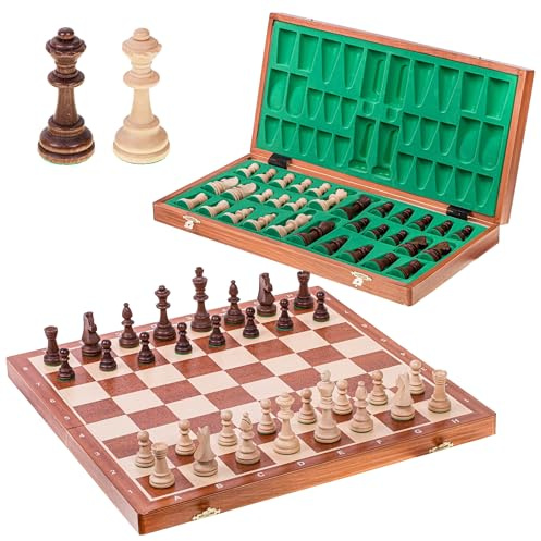 SQUARE - Pro Schack No. 6 MAHOGNY – Schackspel - Schackfigurer och schackbräde av trä