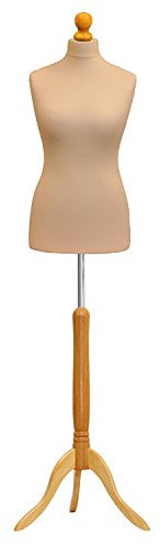 The Shopfitting Shop Mannequin de vitrine, buste de couture sur trépied en bois, femme, taille 44