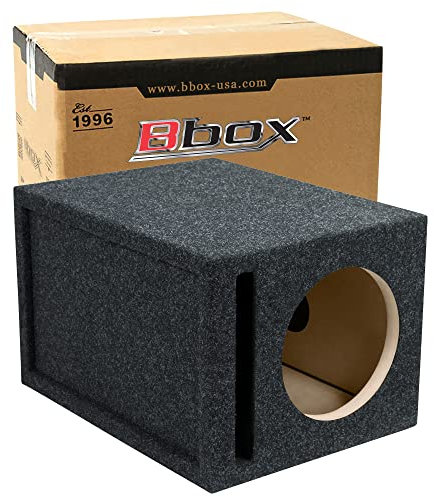 Atrend 8 inch Vented Enclosure Carpeted Car Subwoofer Speaker Box - Improves Audio Quality, Sound and Bass - High Grade MDF Construction with Nickel Finish Speaker Terminal - Black