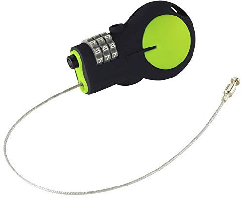 Lewis N. Clark LOC88GRN TSA Approved Padlock & Bike Lock for Luggage + Travel, Set Your Combo w/30in Retractable Steel Cable, Green