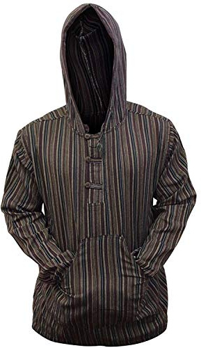 SHOPOHOLIC FASHION Randig Morfarskjorta med huva, Brun, 4XL