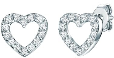 Rafaela Donata Damen-Ohrstecker 925 Sterling Silber rhodiniert Zirkonia weiß - Herzohrstecker Ohrringe mit Herzen Geschenk für Valentinstag 60756000