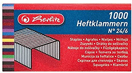 Herlitz 8760514 Heftklammern 24/6, Metall, Inhalt: 1.000 Stück