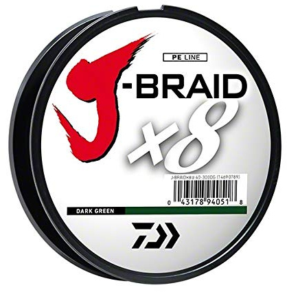 Daiwa J-BRAIDX8, Filler Spool, Dark Green, Mono Dia.= 8lb.