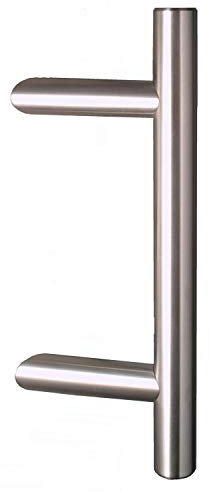 HISKA Haustürgriff Edelstahl – Länge 200–1000 mm, Achsmaß 80–950 mm, Stossgriff/Stangengriff, 45° Halter, Made in Germany