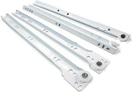 Roller Drawer Slides/Runners Bottom Fix Metal White Size 300mm